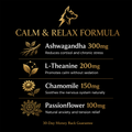 PawVolt Calm & Relax formula ingredients — ashwagandha L-theanine chamomile passionflower