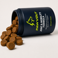PawVolt dog joint mobility soft chews spilling from jar — 60 count