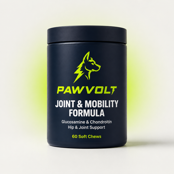 PawVolt Joint & Mobility dog supplement jar — glucosamine 
   chondroitin and turmeric