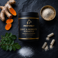 PawVolt Joint formula with glucosamine turmeric and MSM ingredients flat lay