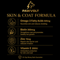PawVolt Skin & Coat formula ingredients — omega-3 biotin zinc vitamin E infographic